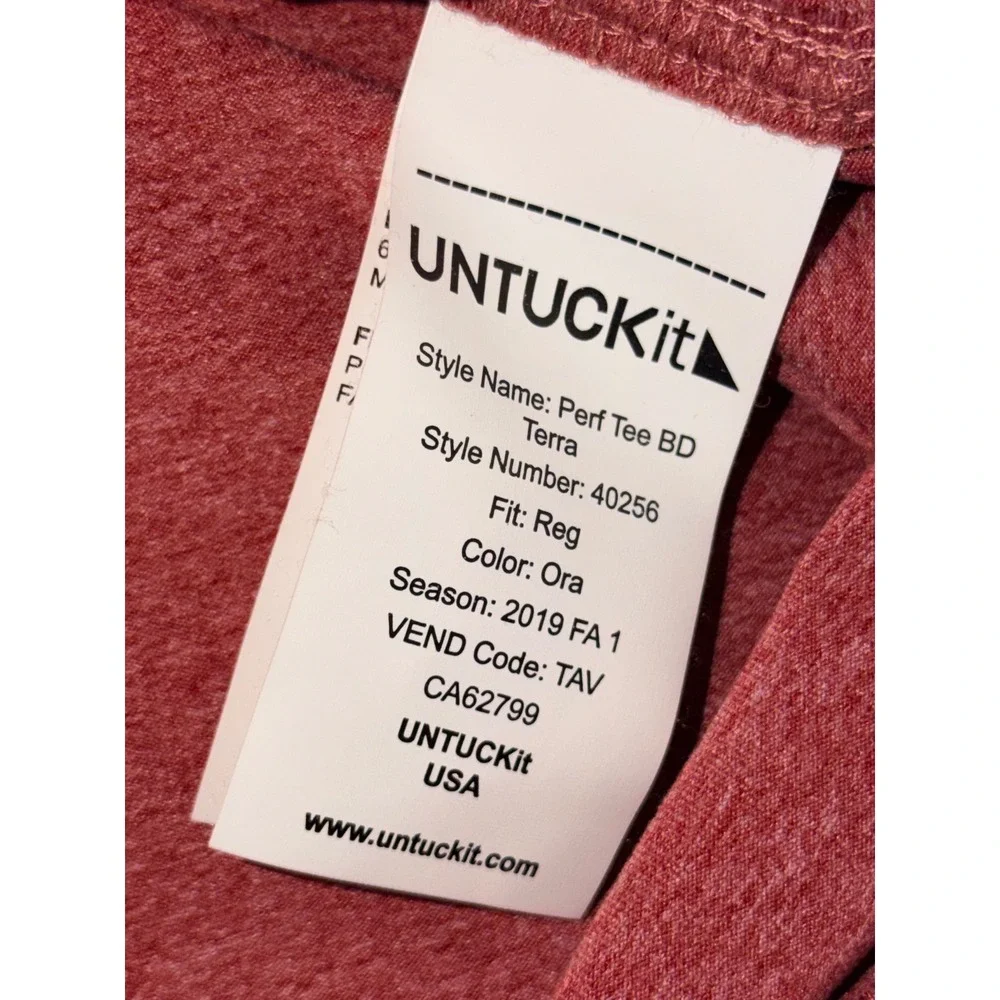 UNTUCKit Mens Perf Tee BD Terra Orange Heathered Stretch Button Down Shirt Small
